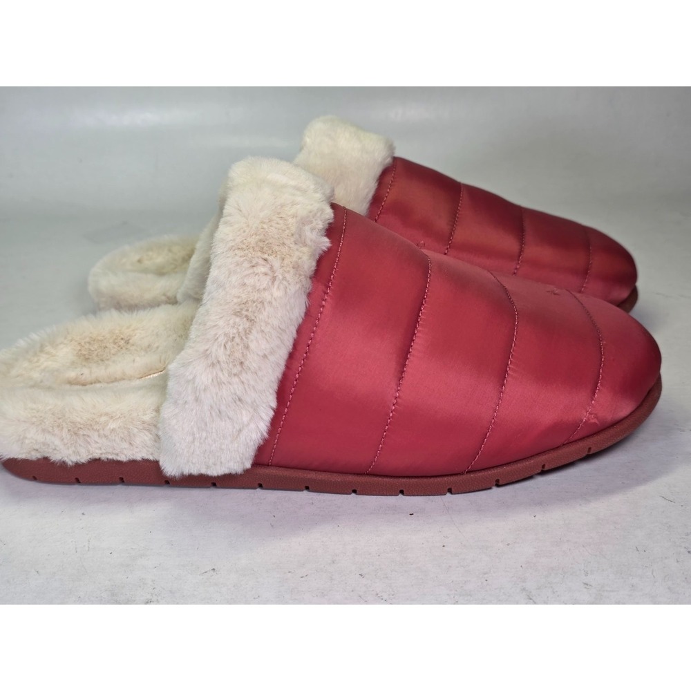 Vionic Josephine Quilted Faux Fur Comfy Warm Orthotic Mule Slide Slippers Size 8
